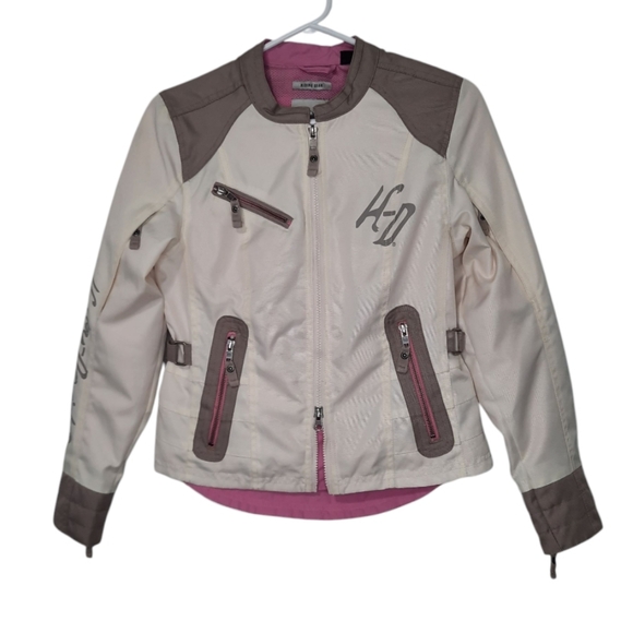 Harley-Davidson Jackets & Blazers - Harley Davidson Riding Gear Jacket Cream Tan Pink Womens Size XS Full Zipper